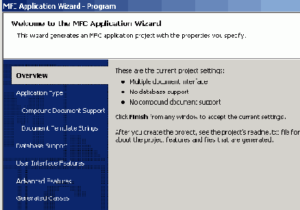   MFC Application Wizard